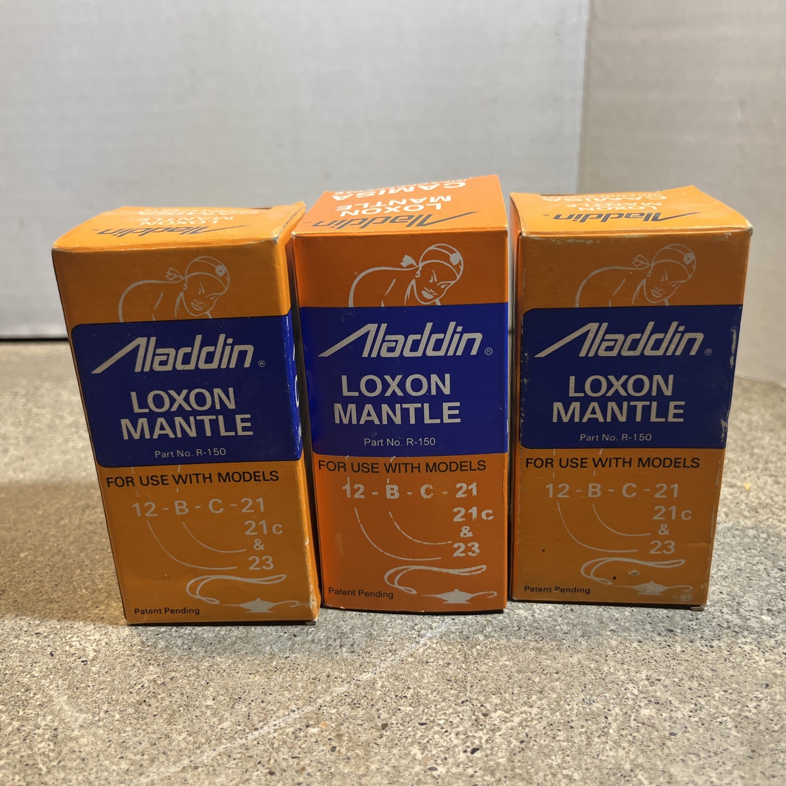 Three Vintage 1970’s Aladdin Loxon  Mantle 12-B-C & 21C & 23 NOS