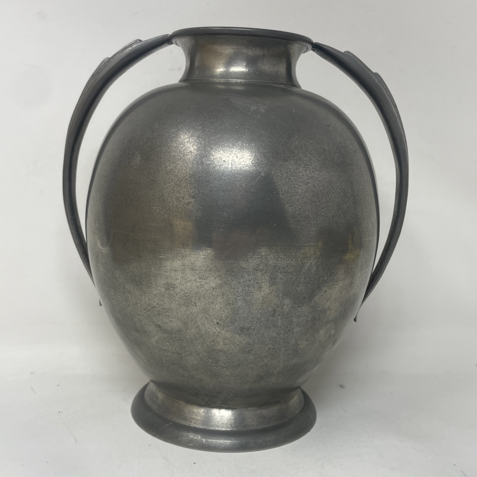 1930s Art Deco Pewter Vase Swedish GAB Tenn Metal Two Handle Sweden Vintage