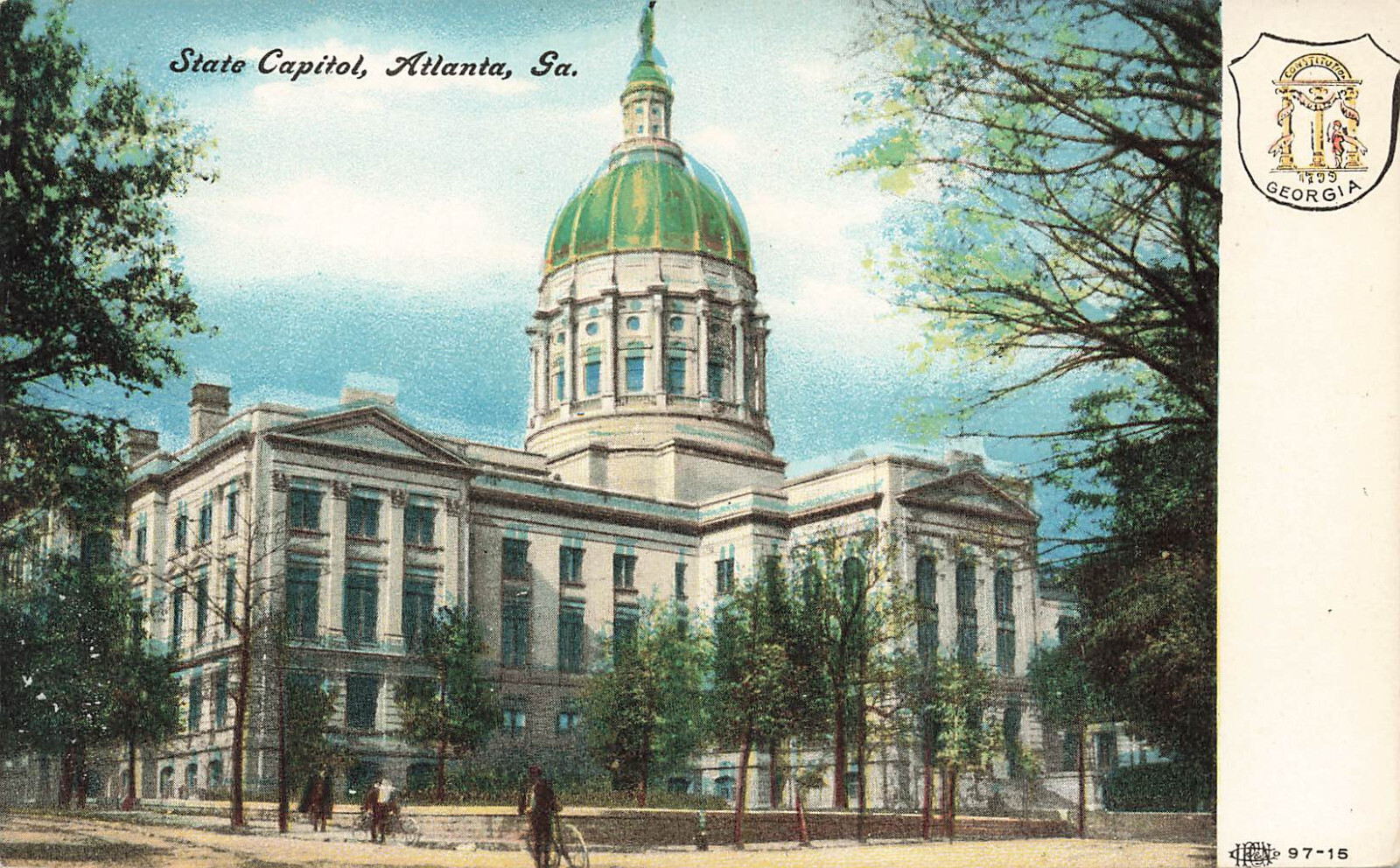 STATE CAPITOL BUILDING AND STATE SEAL POSTCARD ATLANTA GA GEORGIA 1907