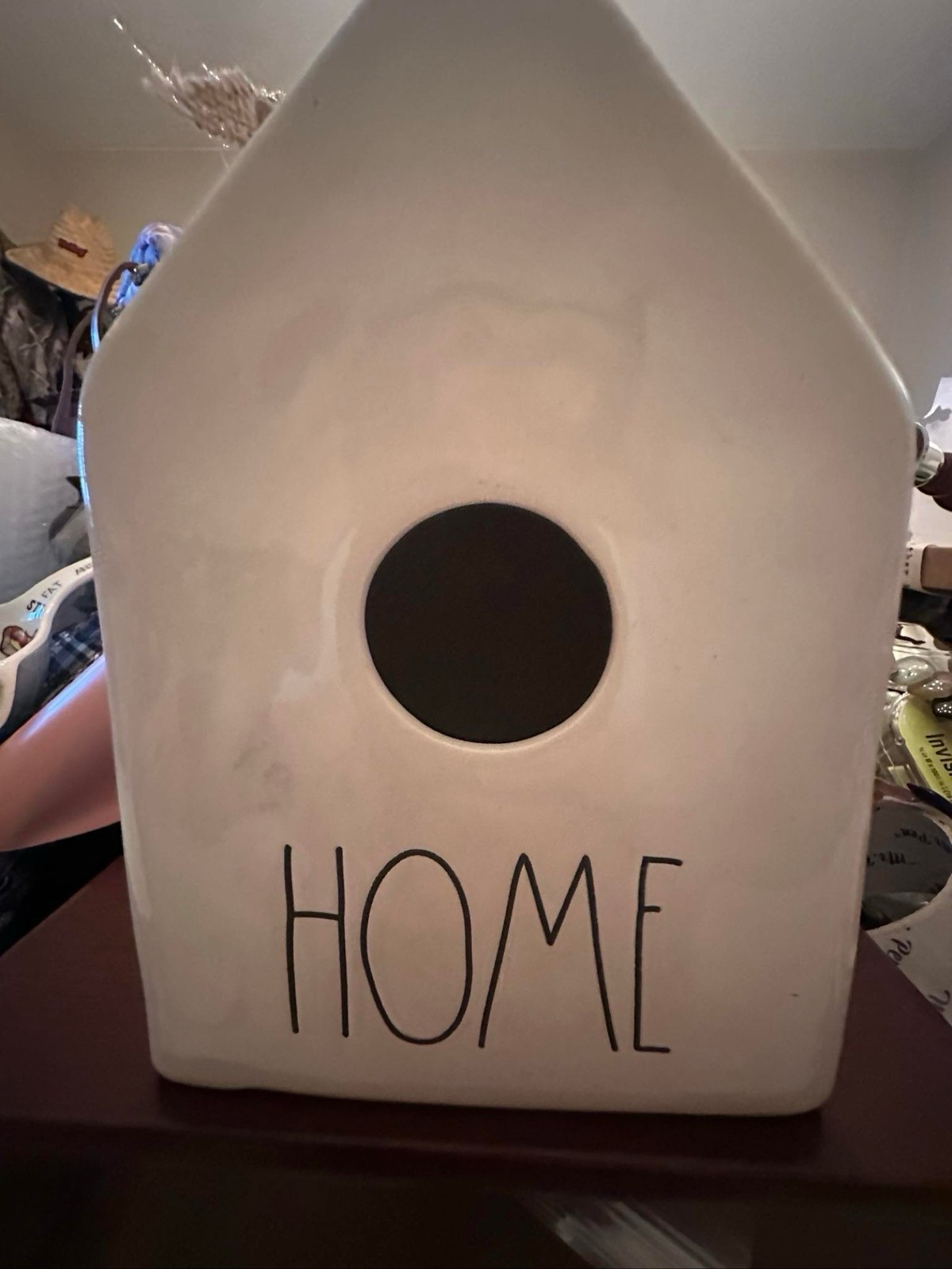 Rae Dunn Ceramic Bird House Round HOME Farmhouse Hanging White 7.5 in New