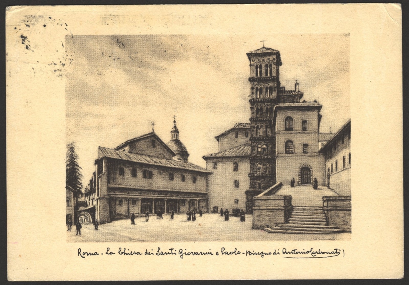 Postcard IT-GE (Wharton Barracks) Rome Church Slogan/Railway Cancel Stamp #786