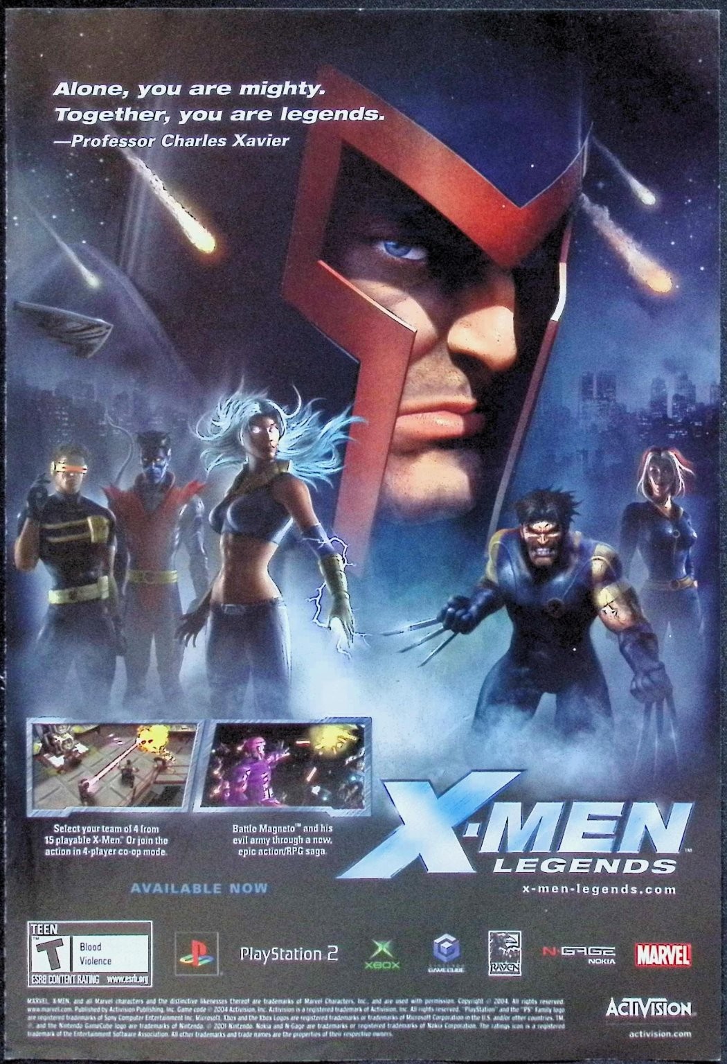 X-Men Legends Video Game Magazine Print Ad 2004 Marvel Activision PS2 Xbox