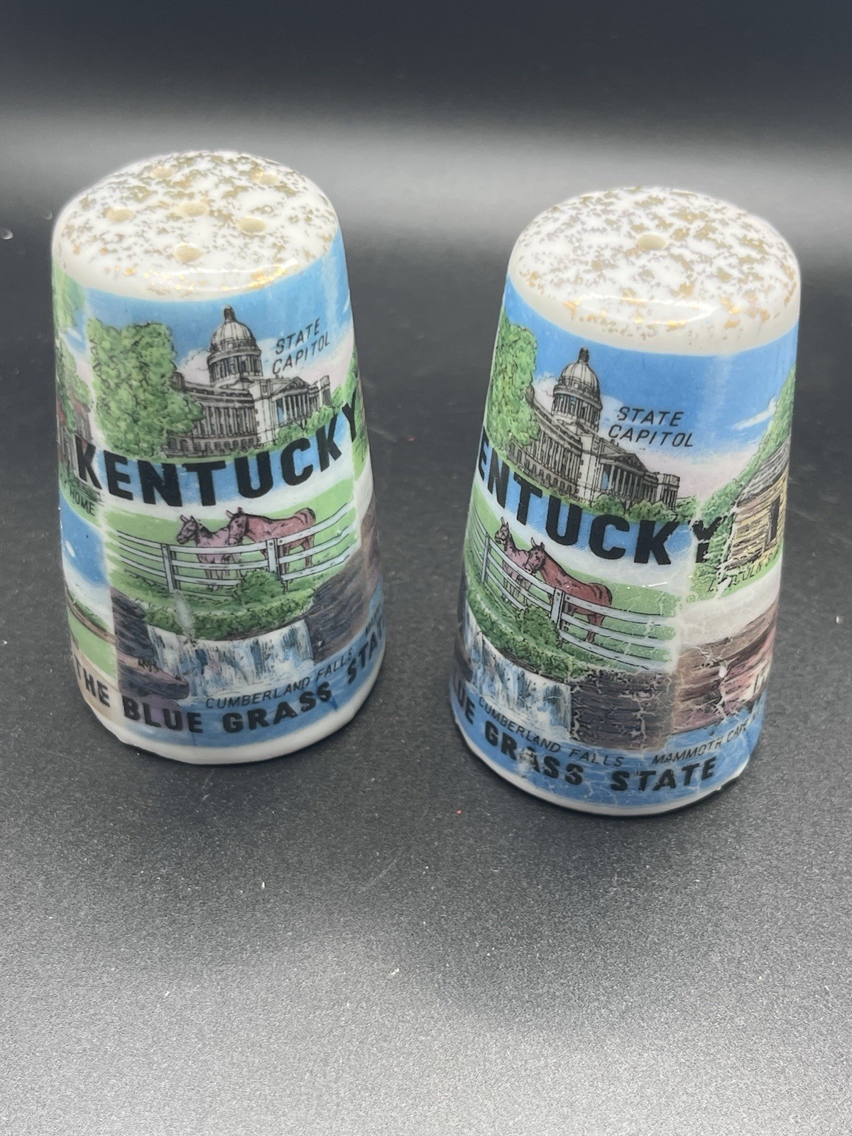 Vintage Kentucky Souvenir Ceramic Salt & Pepper Shaker Set Japan 2pc