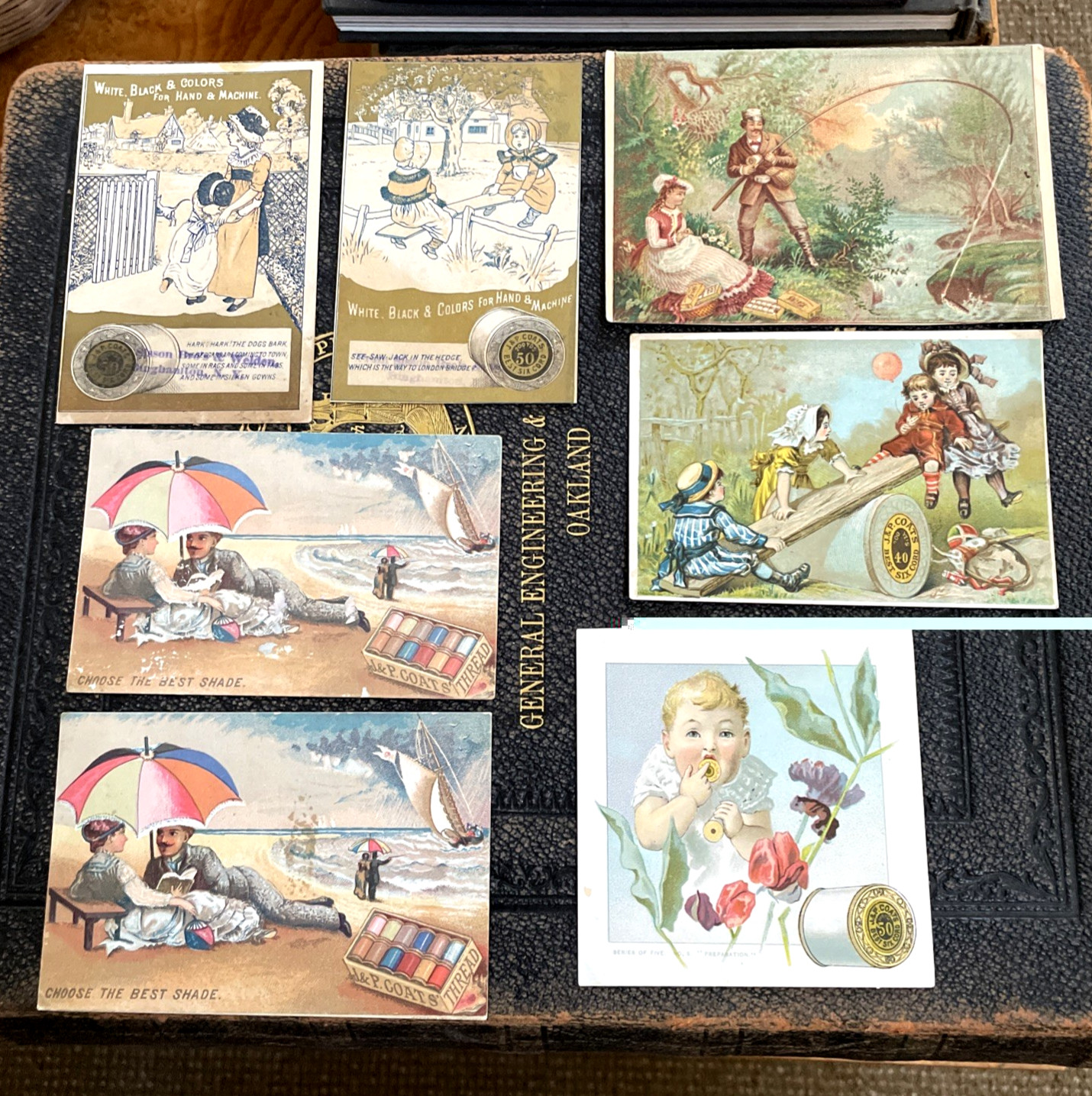 Antique Victorian Advertising Trade Cards Lot 7 Ephemera J & P Coats Thread
