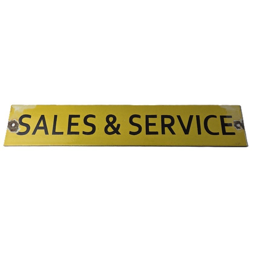 Vintage Sales & Service Porcelain Sign - Double Sided Mid Century Gas Pump Sign