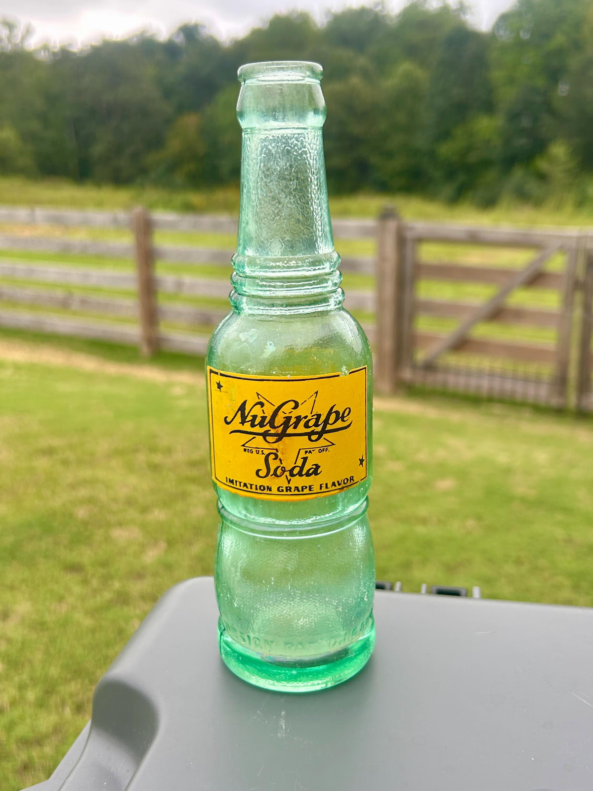 Vintage 1940s NuGrape Soda Bottle Danville VA Seven-Up Bottling Co Yellow ACL