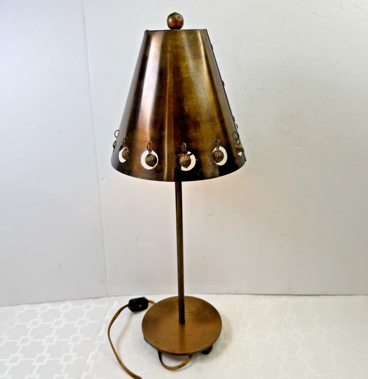 MCM 1950s Excelsior Art Studio Table Lamp Brass Cone Shade Brutalist Hollywood
