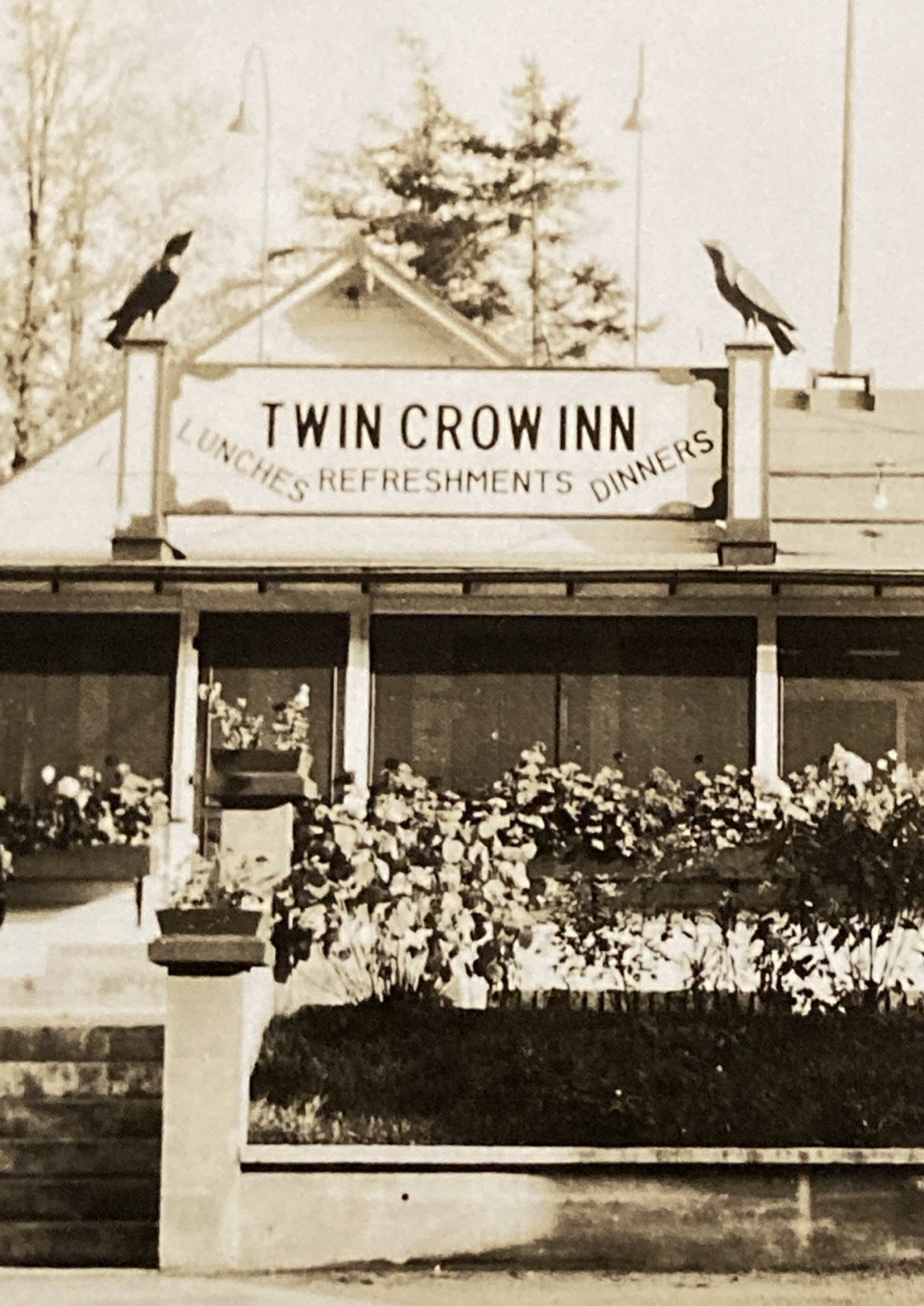 Eagle Bay New York Twin Crow Inn Old Forge Fourth Lake RPPC Adirondacks c1935