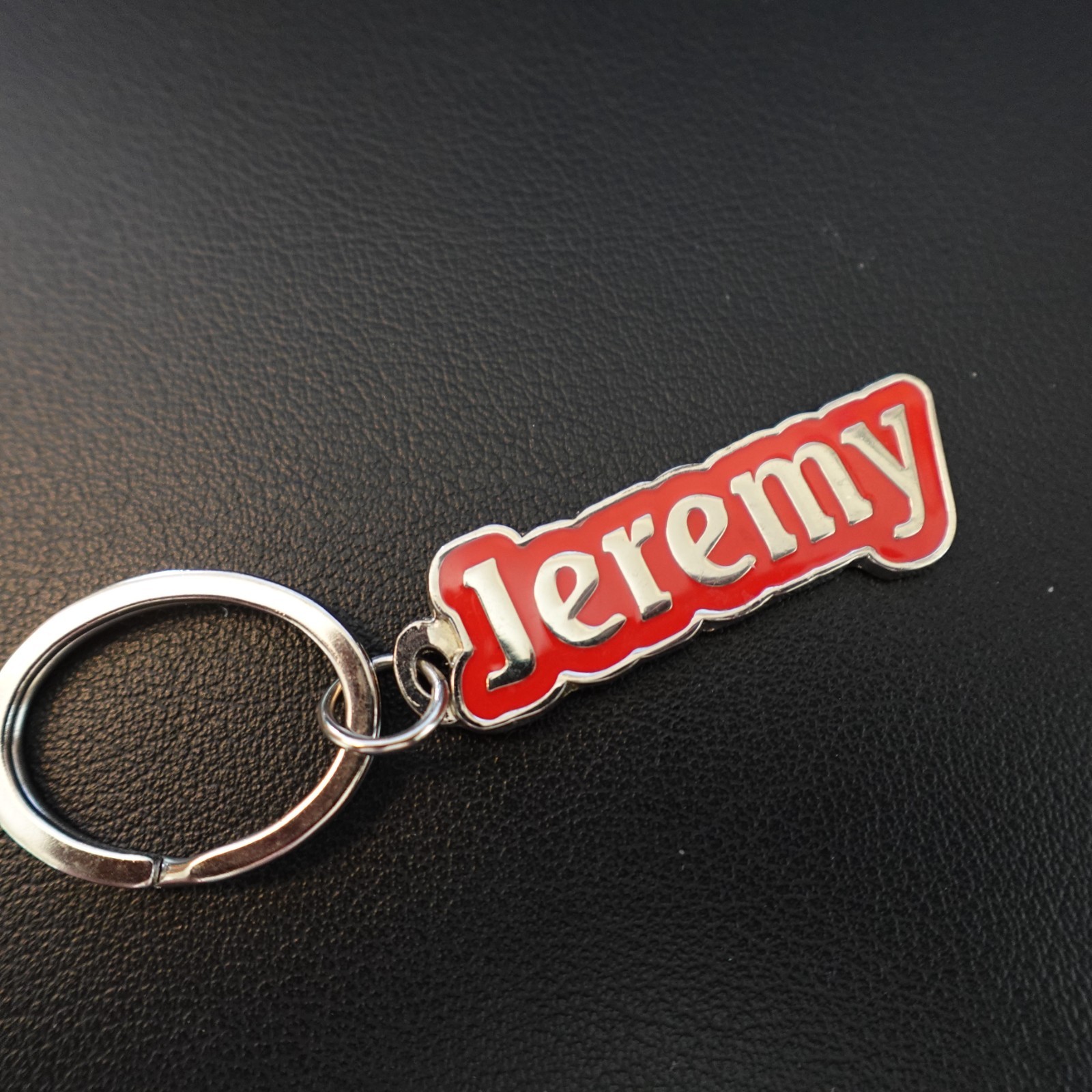 Jeremy Personalized Keychain Metal Novelty Name Gift Red