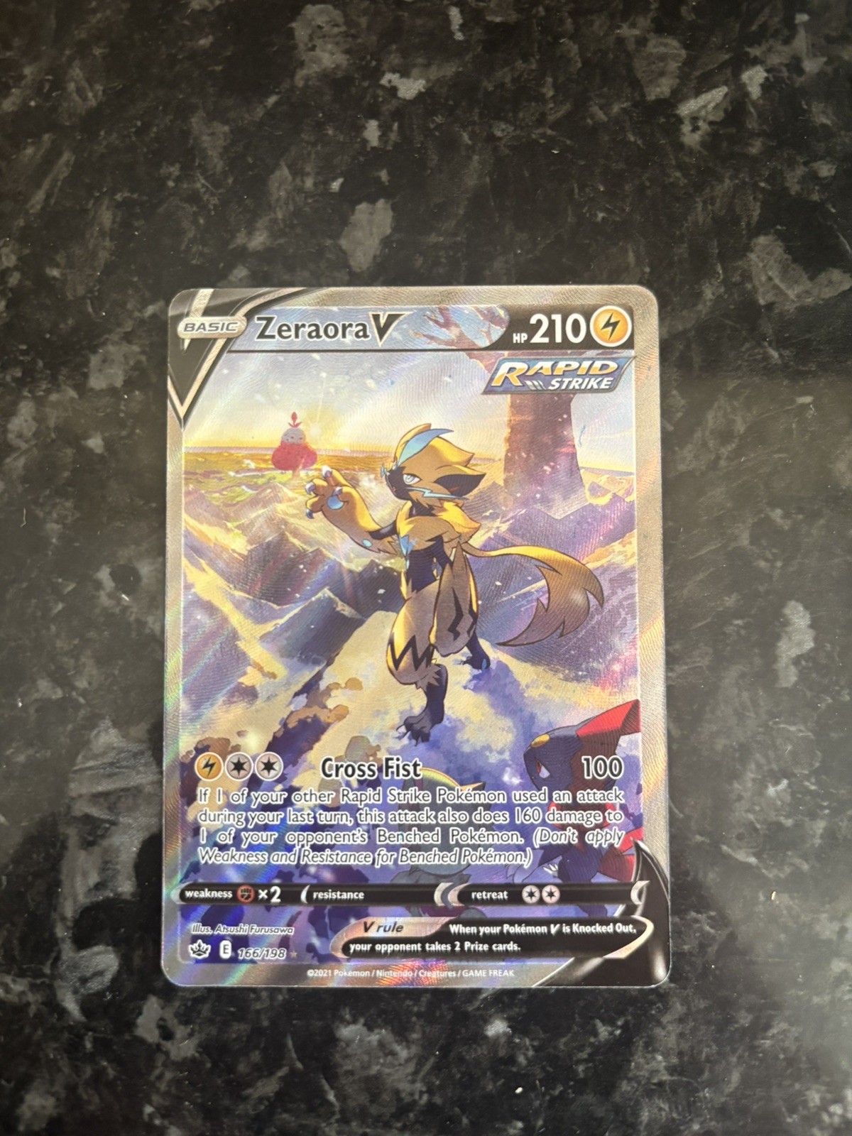 Pokémon TCG Zeraora v Chilling Reign Alternate Full Art Ultra Rare Card 166/198