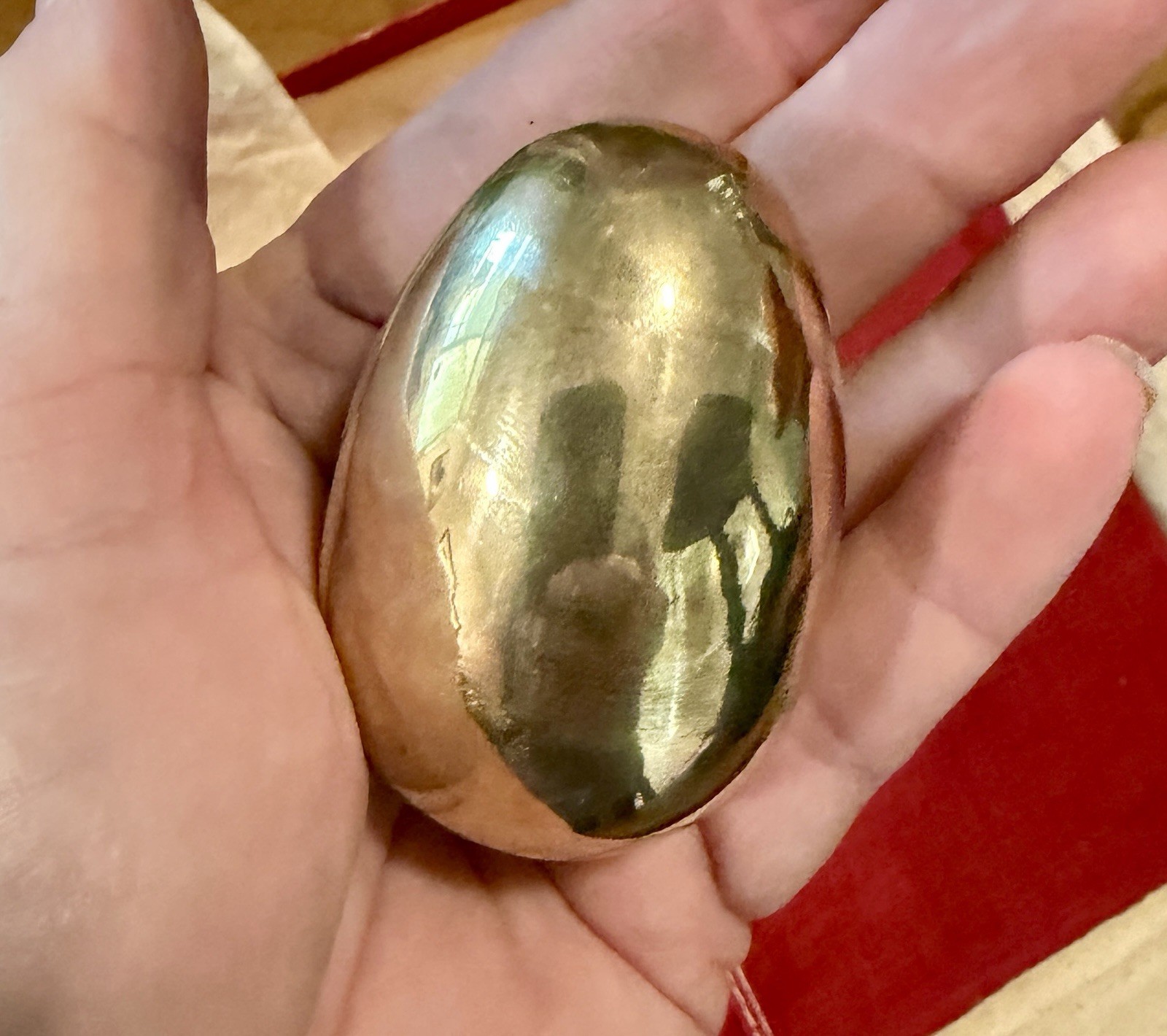 VTG Mid-Century Modern Solid Brass Gold Egg Decoration Paperweight 1 lb. 2.5