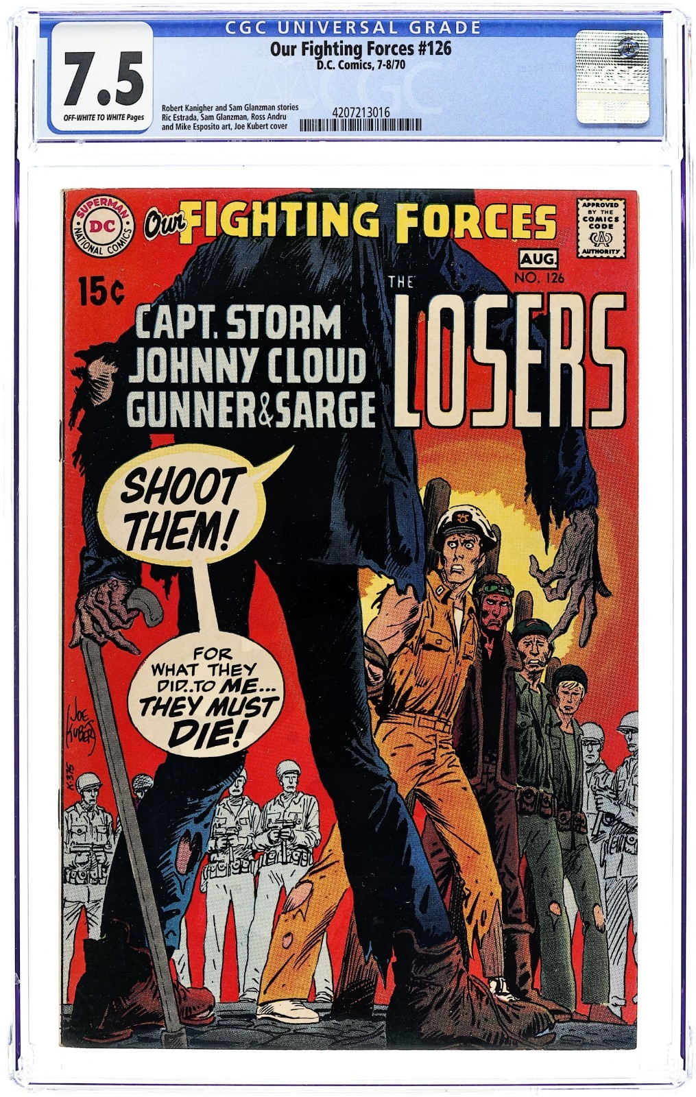 Our Fighting Forces #126 - 1970 - CGC 7.5 - Joe Kubert