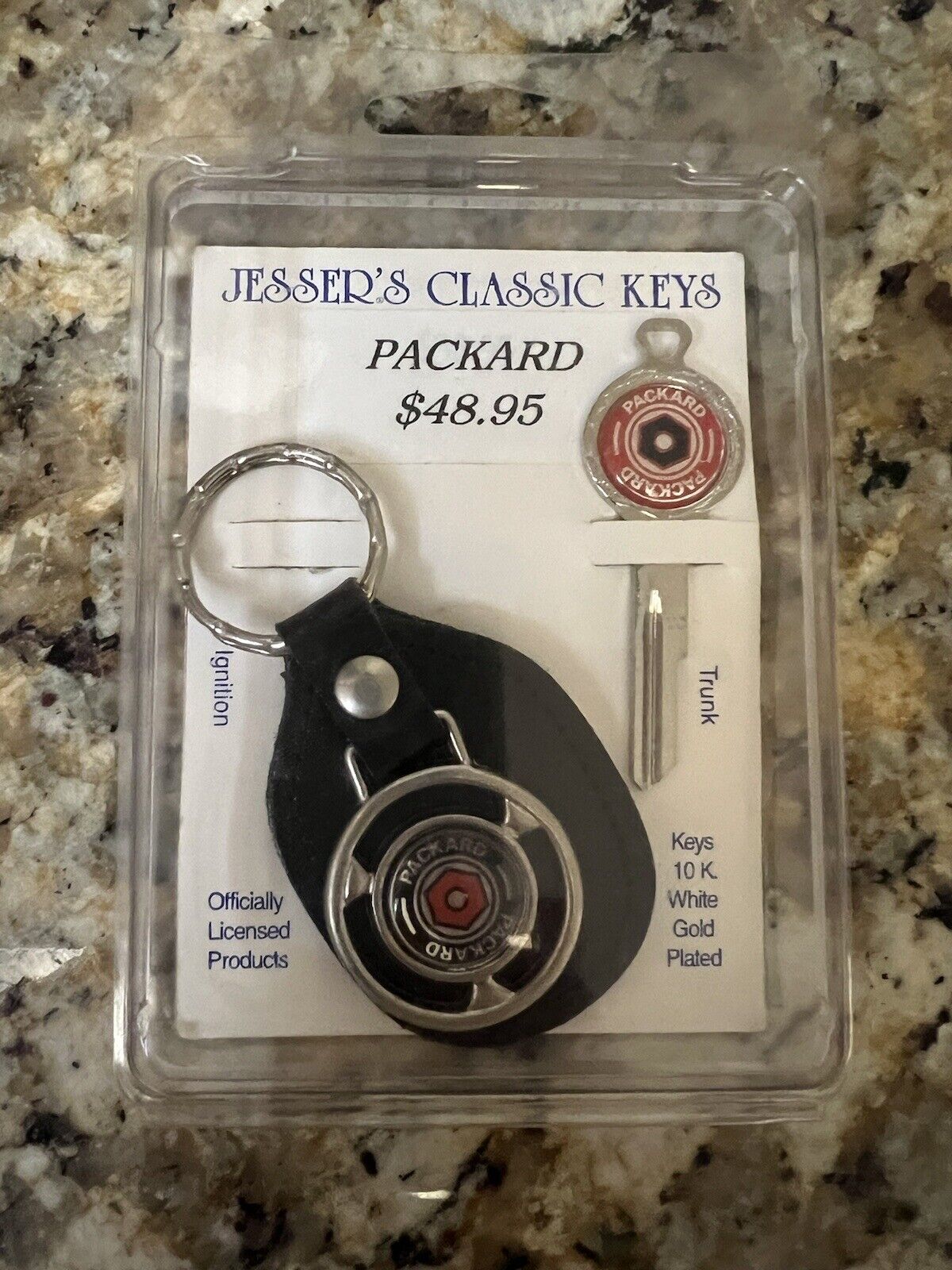 Vintage Jesser’s Classic Keys Packard Key Ring Fob and Trunk Key New Old Stock