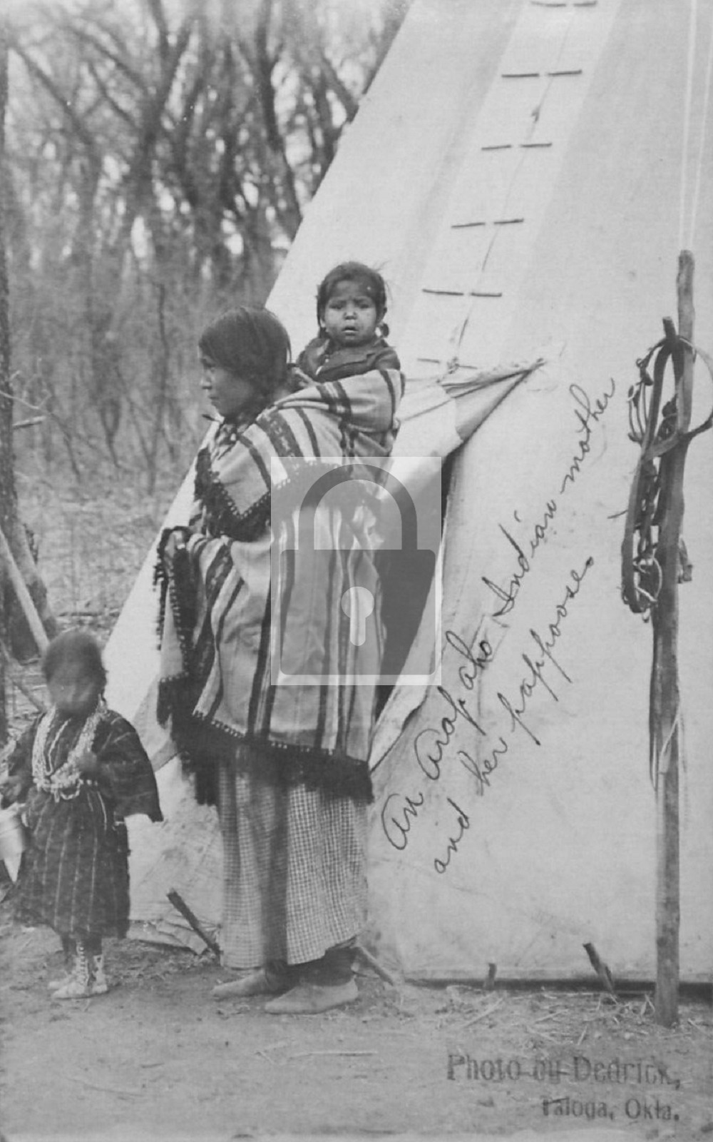 Arapaho Indian Mother & Papoose Children Taloga Oklahoma OK - Reprint