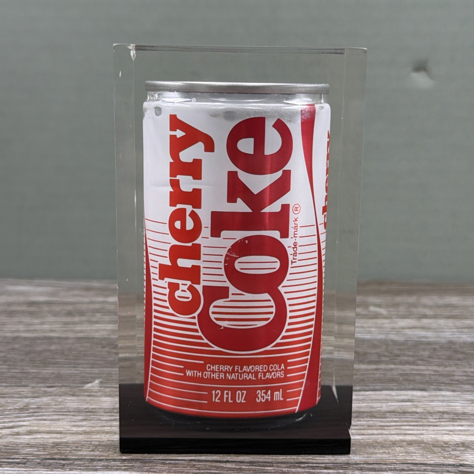 COCA COLA Cherry Cola IN LUCITE PAPERWEIGHT  Rare HTF READ