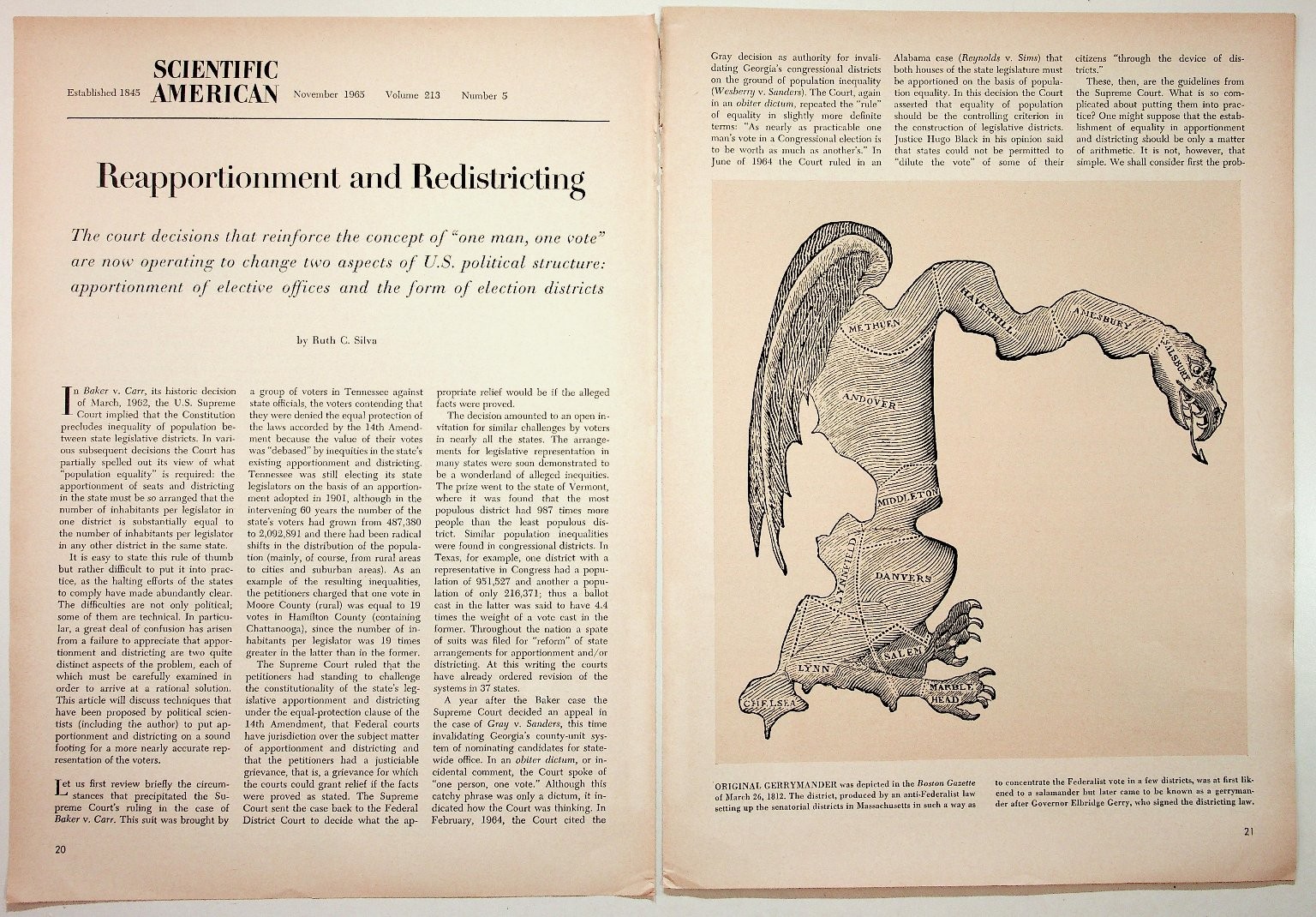 1965 Scientific American Reapportionment & Redistricting Political Science