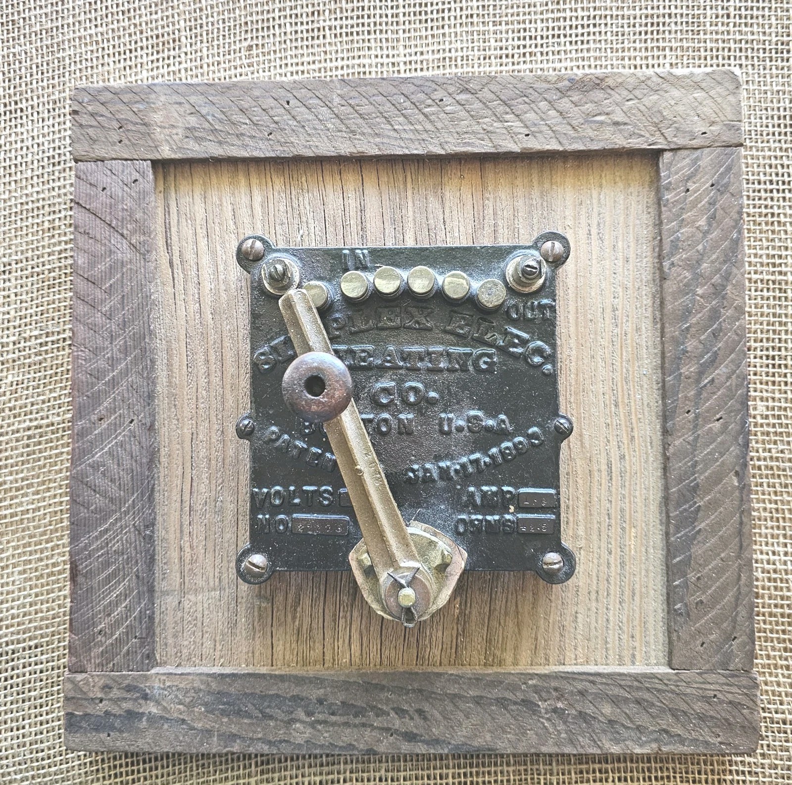 Antique Simplex Electric Heating Co Rheostat Mounted On Wood Patent 1896 Boston