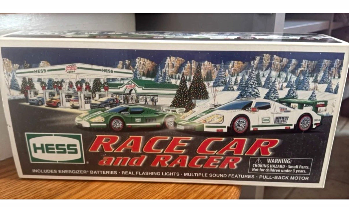 2009 Hess Race Car and Racer Set Boxed w/ Flashing Lights Sounds Pull-Back Motor