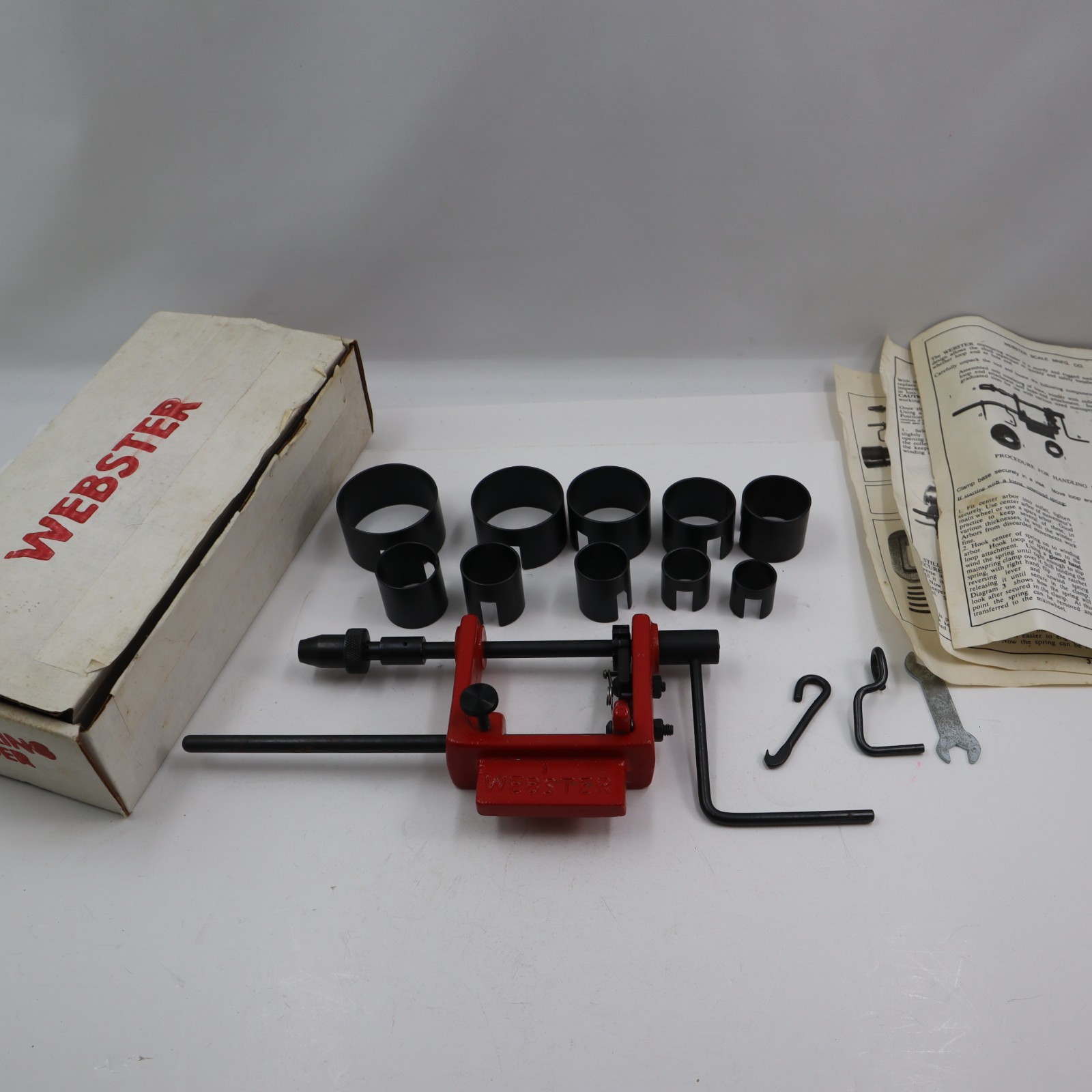 Webster Clock Mainspring Winder, Complete set  Clockmaker Tool