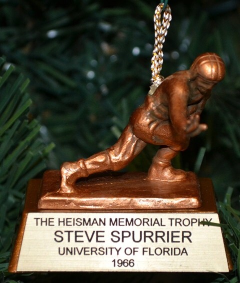 1966 STEVE SPURRIER Florida Univ Heisman Trophy Christmas Tree Football Ornament