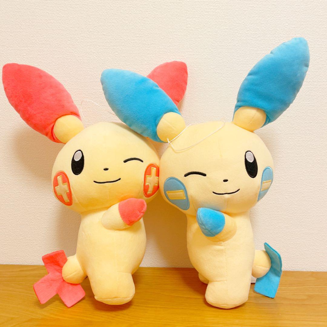Pokemon Plusle Minun Hopepita Big Plush Doll 2 Set 36cm 14in Bandai Japan