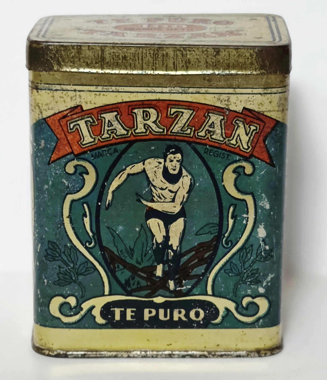 Tarzan 1930s ERB Edgar Rice Burroughs coffee tea metal tin comic strip Uruguay