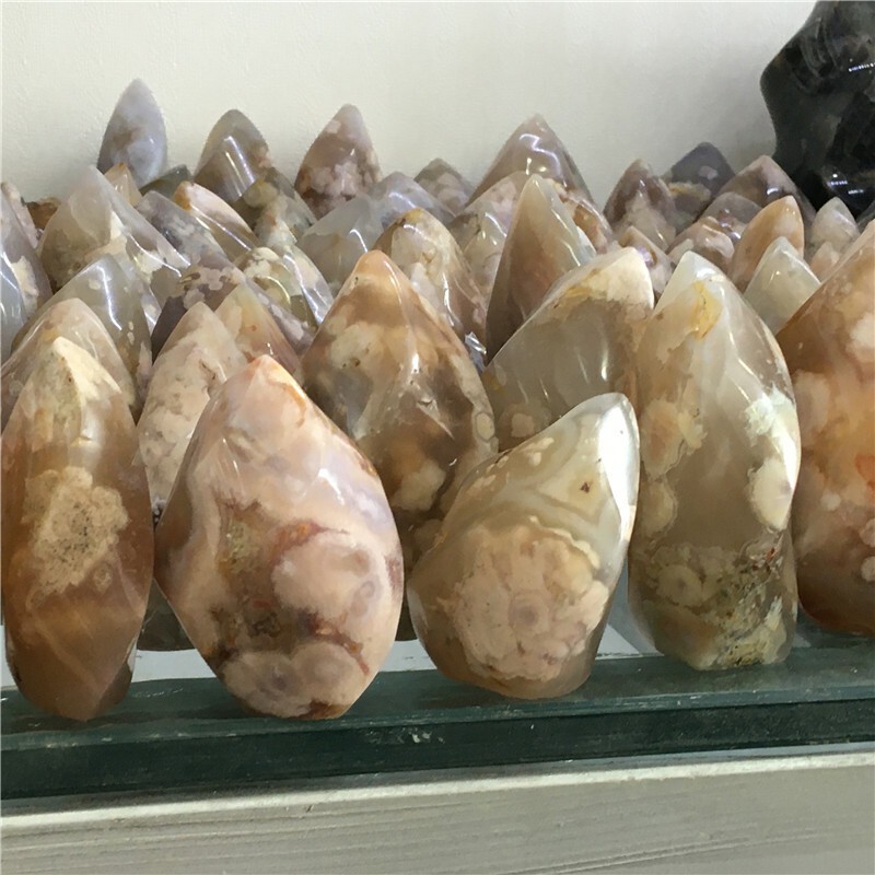 2.2LB Natural sakura agate flame crystal hand-polished reiki healing 5pc