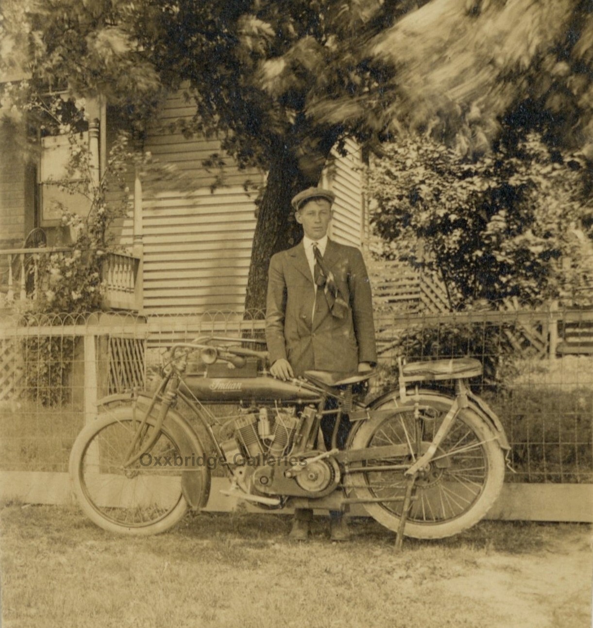 Indian Motorcycle 1905 Early Model Springfield Mass Hendee Sepia Photo J10077