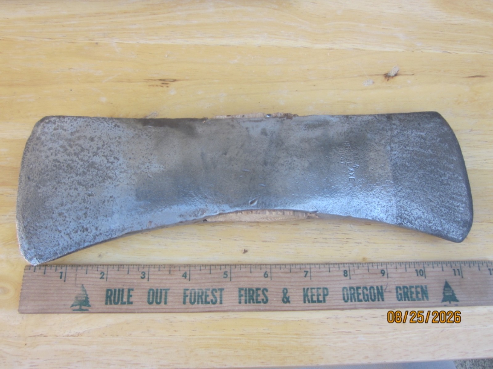 VTG SAGER CHEMICAL 1947 PUGET SOUND DOUBLE BIT AXE HEAD STAMPED 4/2, 11 63/64
