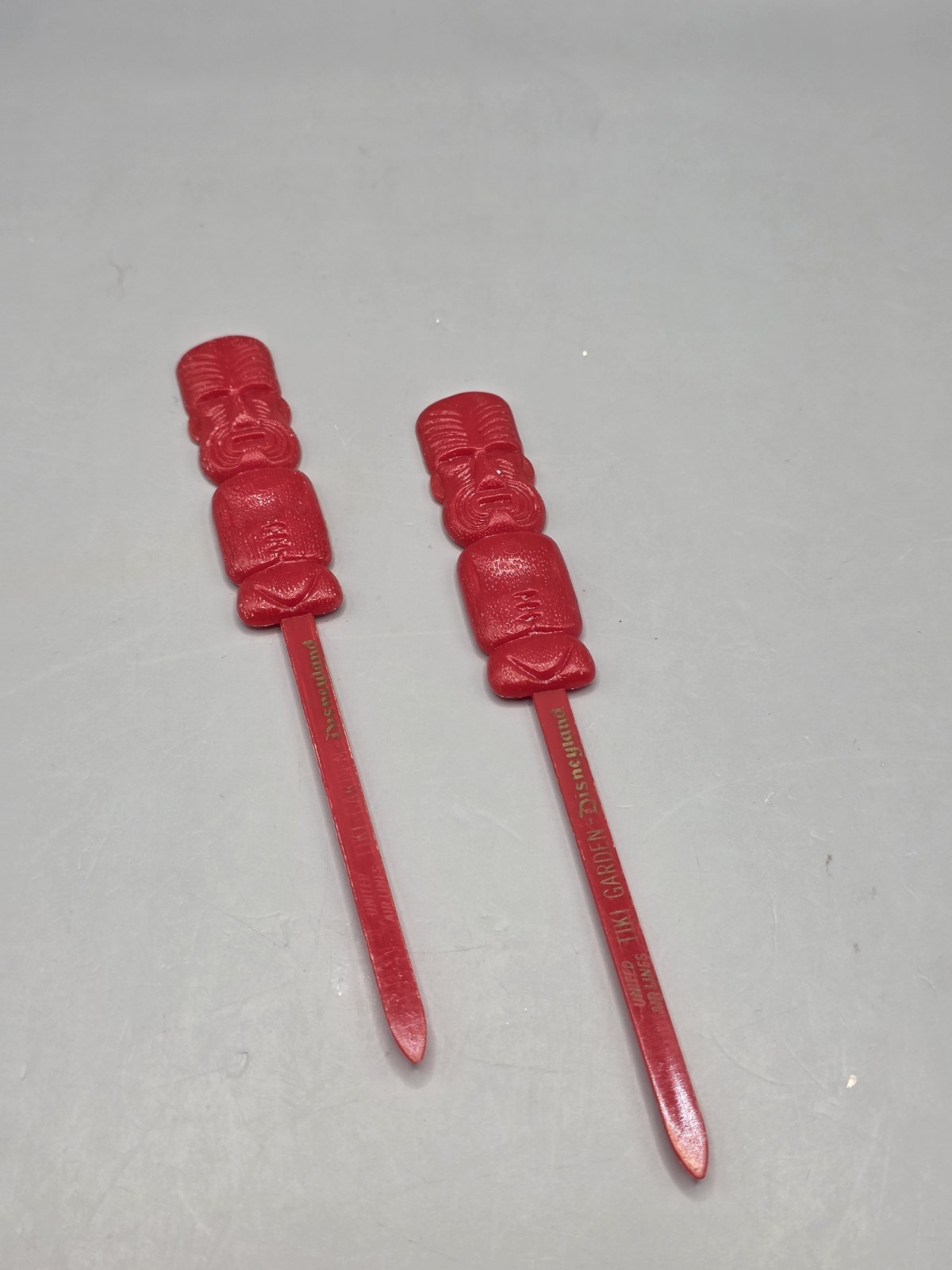 Vtg 1960s Disneyland Tiki Garden United Air Lines Swizzle Sticks Pair USA