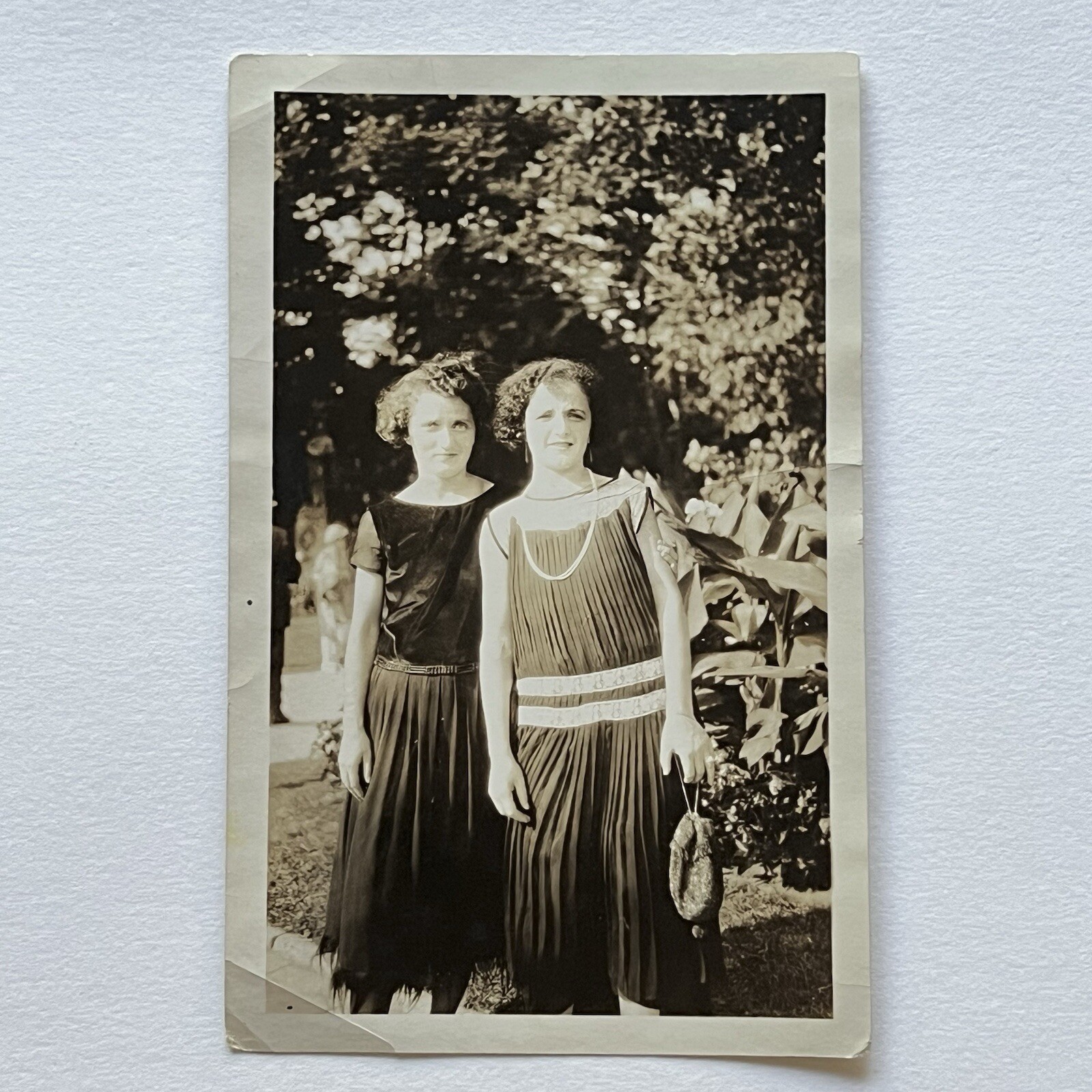 Antique Snapshot Photograph Beautiful Young Women Affectionate