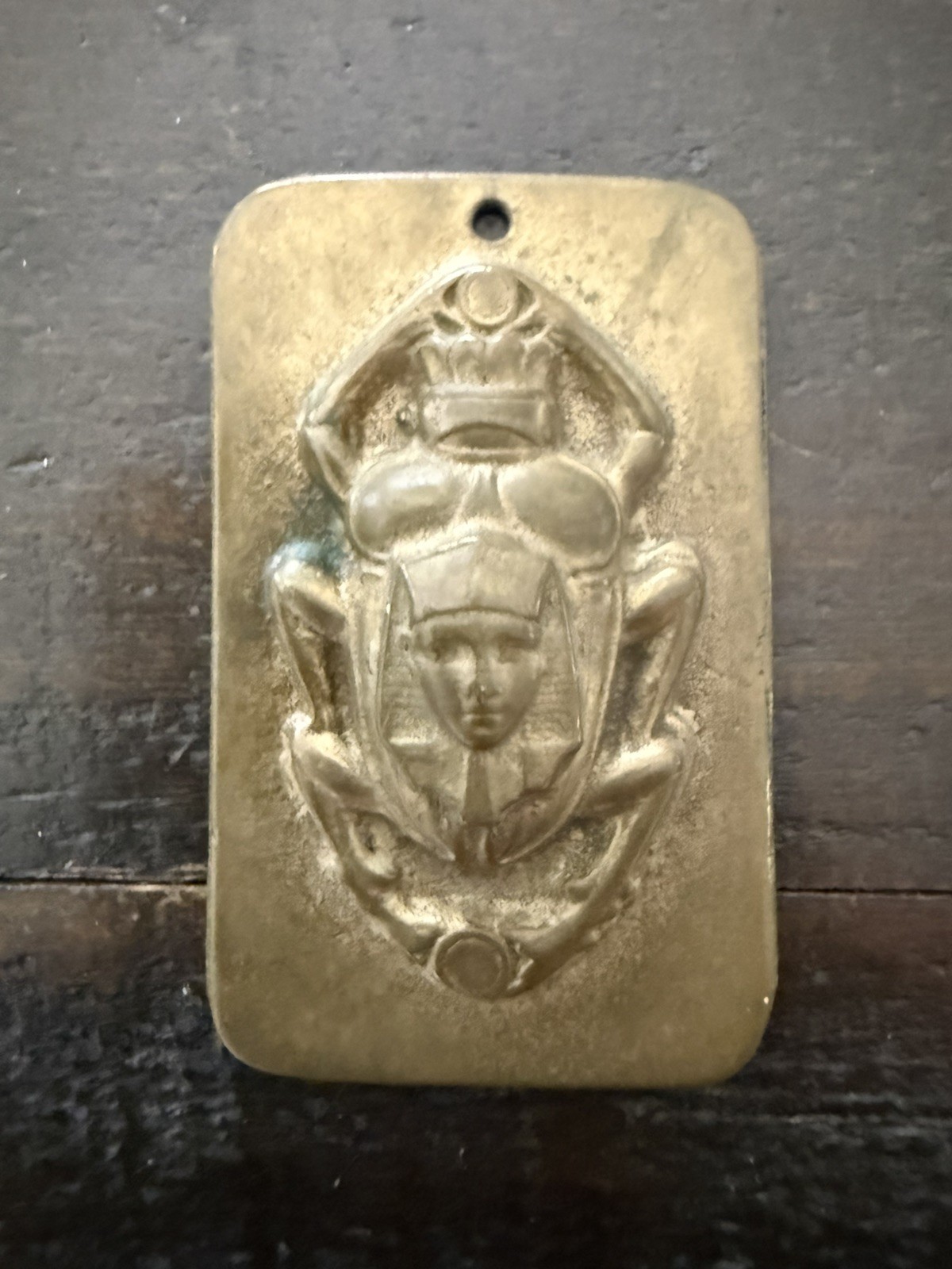 Cast Brass or Bronze Egyptian Scarab Pharaoh Amulet or Talisman