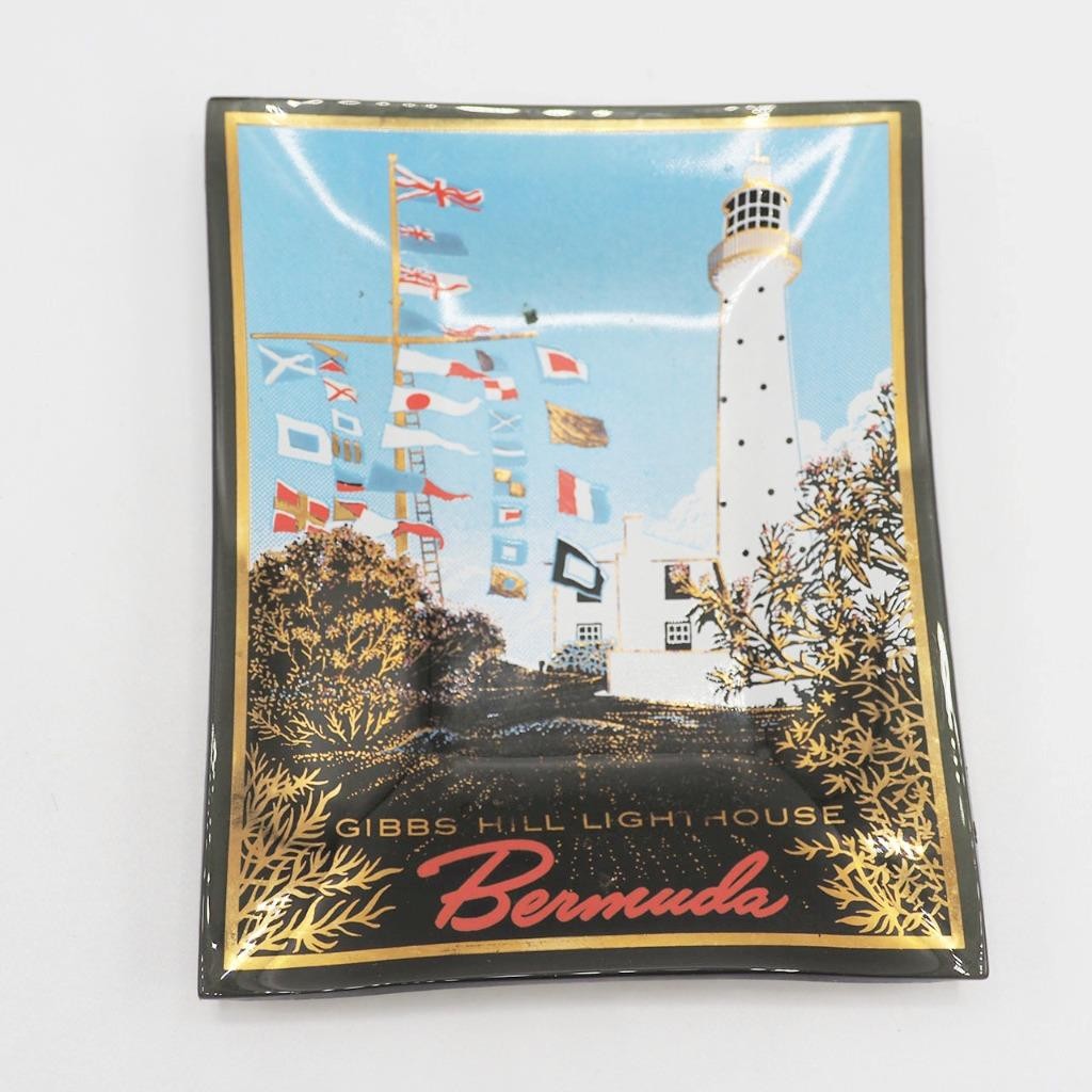 Gibbs Hill Lighthouse Bermuda Glass Ashtray Trinket Tray