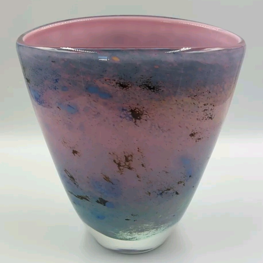 Vintage Tim Lazer Studio Art Glass Vase Signed 84