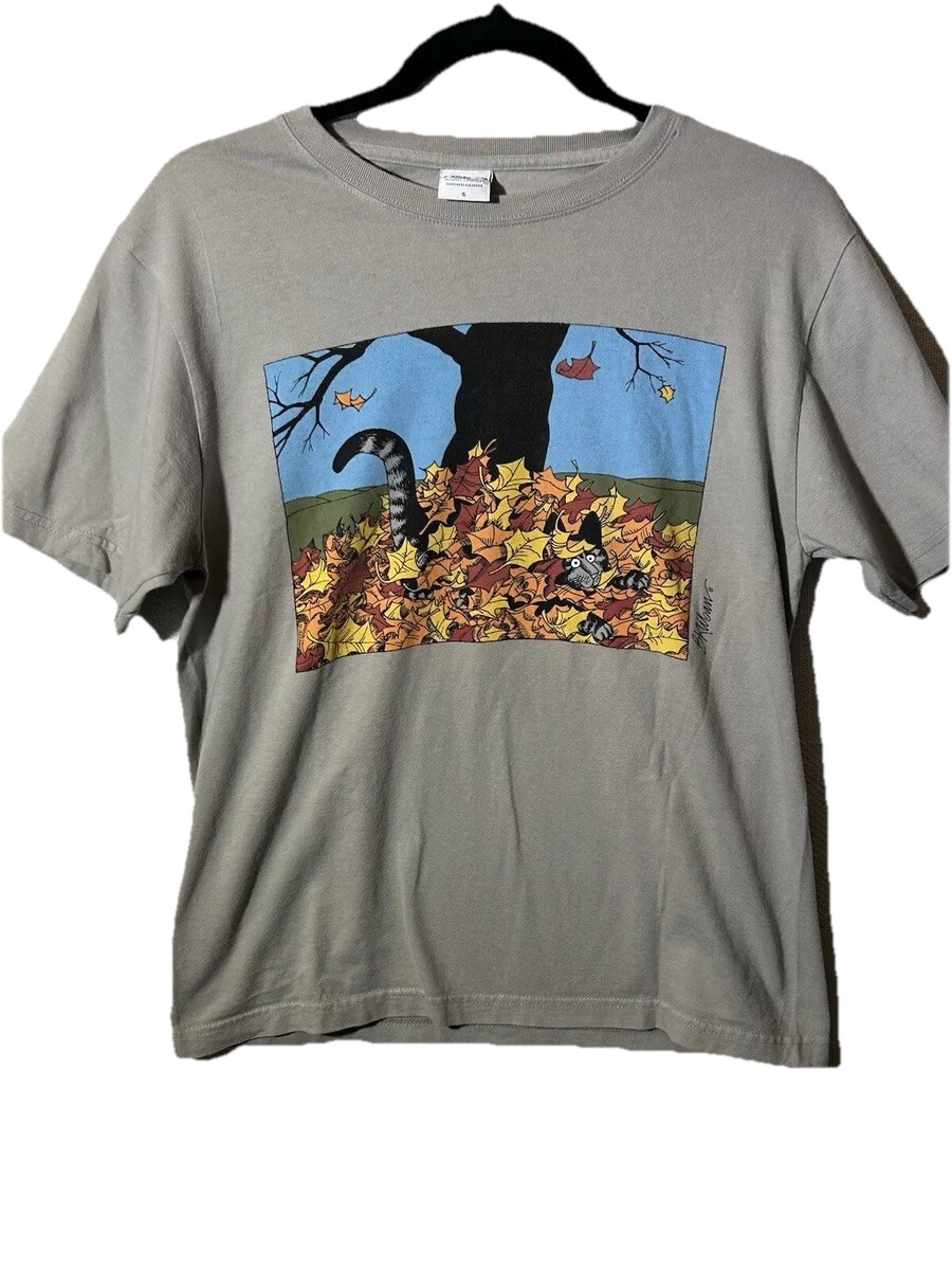 Vintage  Crazy Shirt Hawaii T Shirt Small Kliban  Cat Fall Leaves Autumn