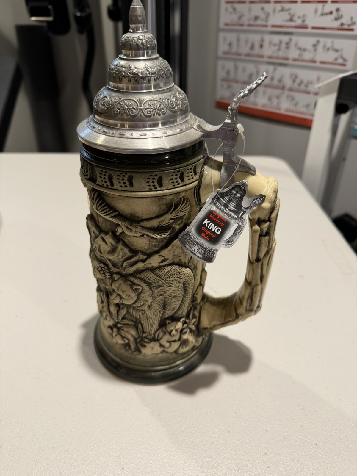 German Beer Stein Glorious Grizzly 0.75 liter tankard Made In Germany