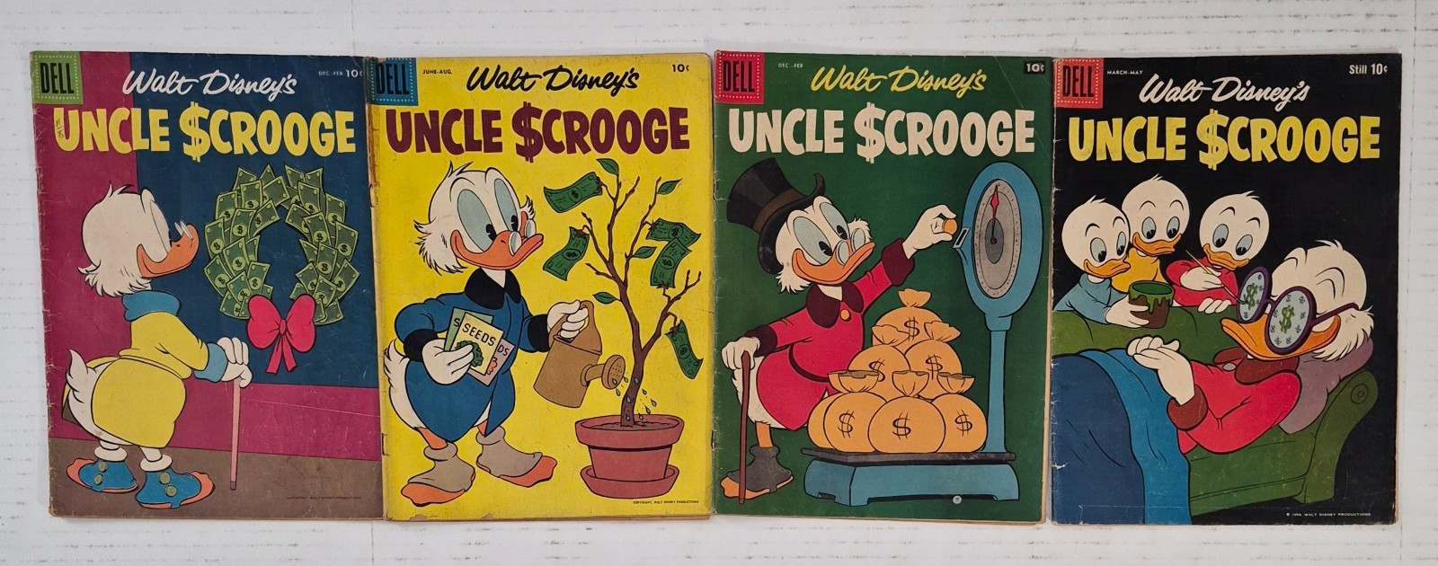 Uncle Scrooge Lot (4) #16, 18, 20, 25 VG+ G Dell 1957-59 Carl Barks Silver Age 