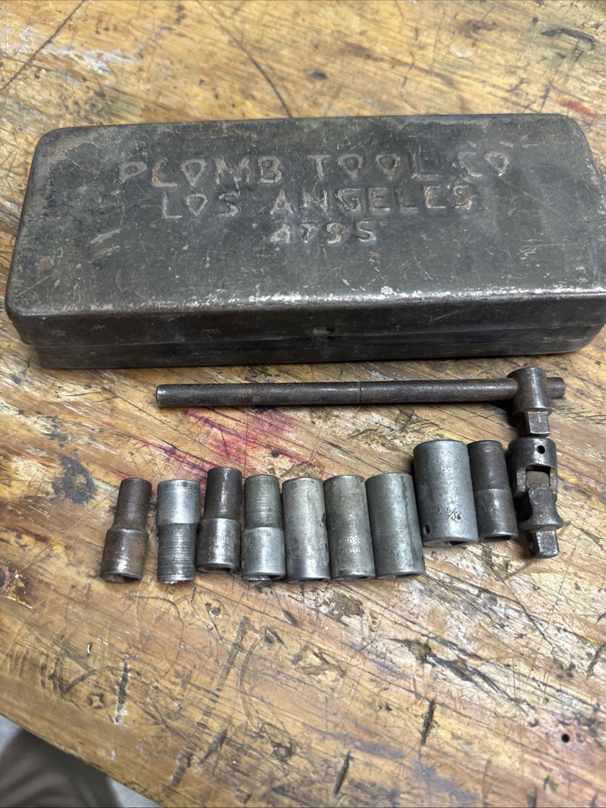 Vintage Plomb Plvmb TOOLS 1/4 Socket set 4795-ratchet Breaker Bar Sockets