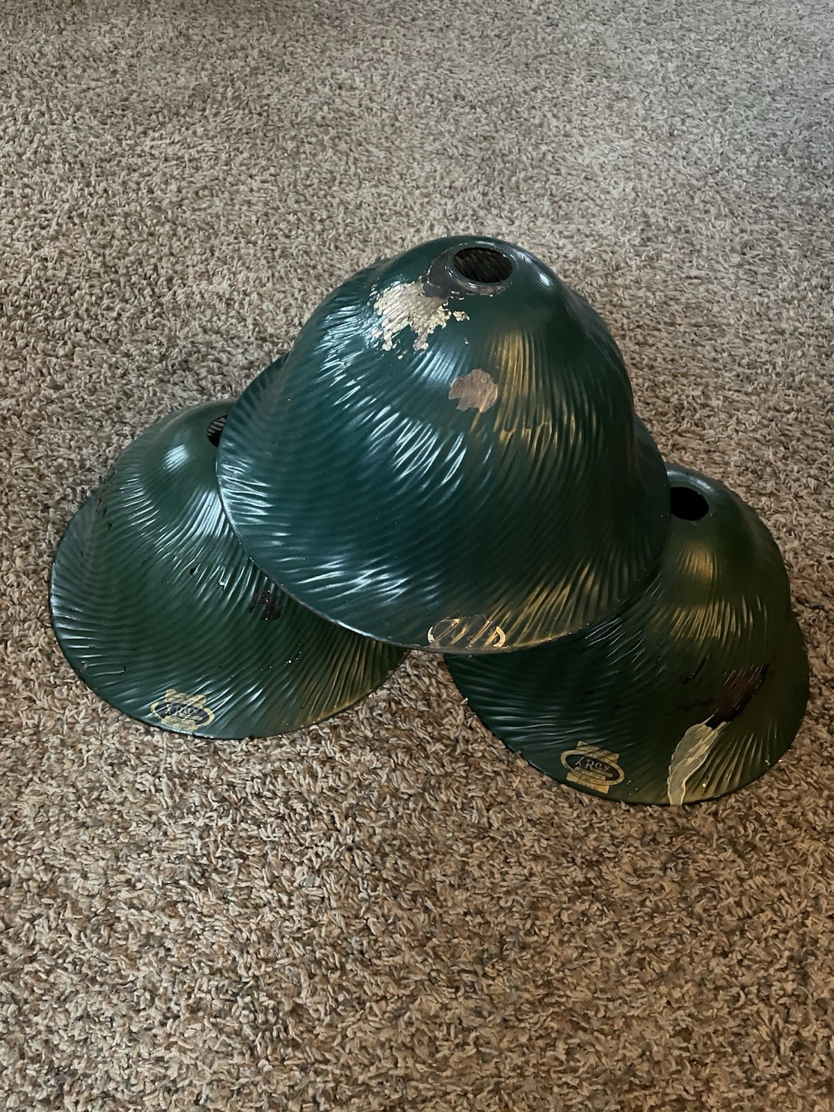 (3) Antique 1900s-1920s  X-RAY Mercury Glass Lamp Shades-E.C. 345-Chicago, U.S.