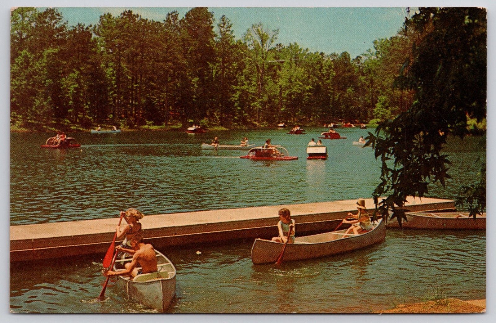 Pine Mountain Georgia GA Callaway Gardens Robin Lake Boats Postcard c1960s