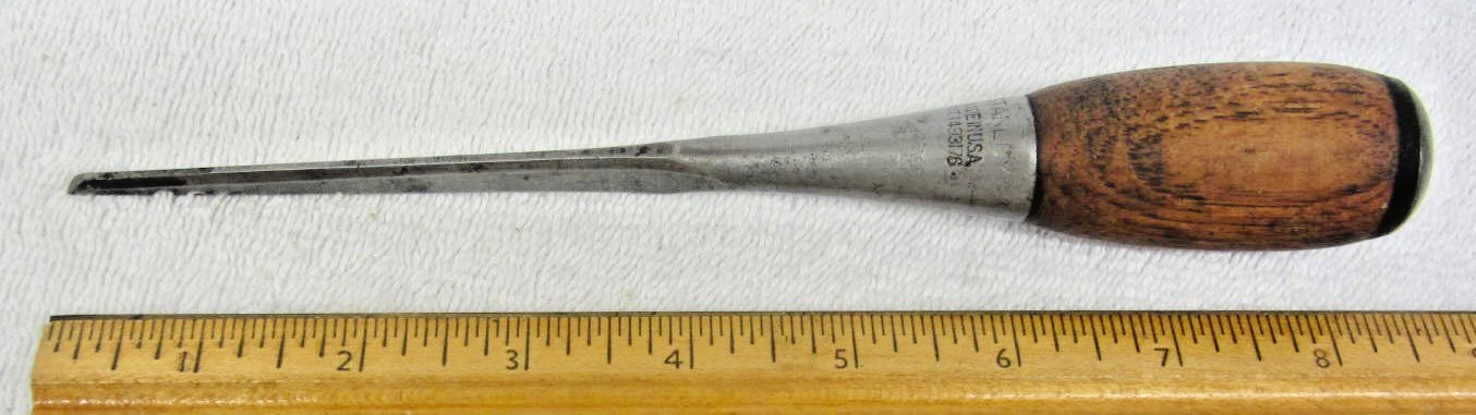 Vtg 1920s Stanley Everlast Chisel Perfect Wood Handle UNUSUAL 1/8
