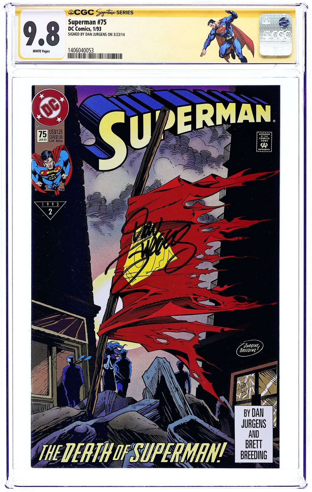 Superman #75D Direct Variant 1st Printing CGC 9.8 SS Jurgens 1993 1406040053