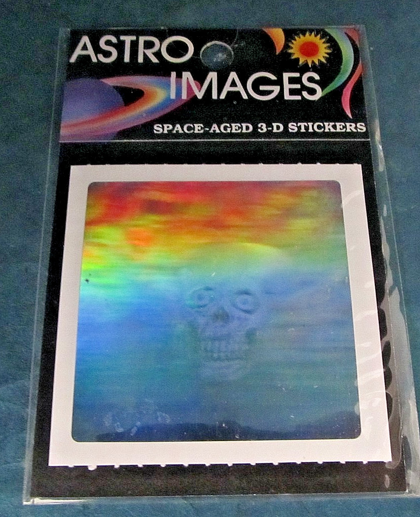 Vintage 1980's Astro Images floating skull scene 3-D Hologram Foil sticker pack