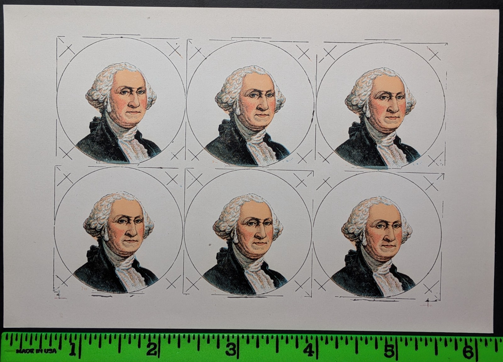 Antique 1910s President George Washington Pinback Paper Insert Sheet
