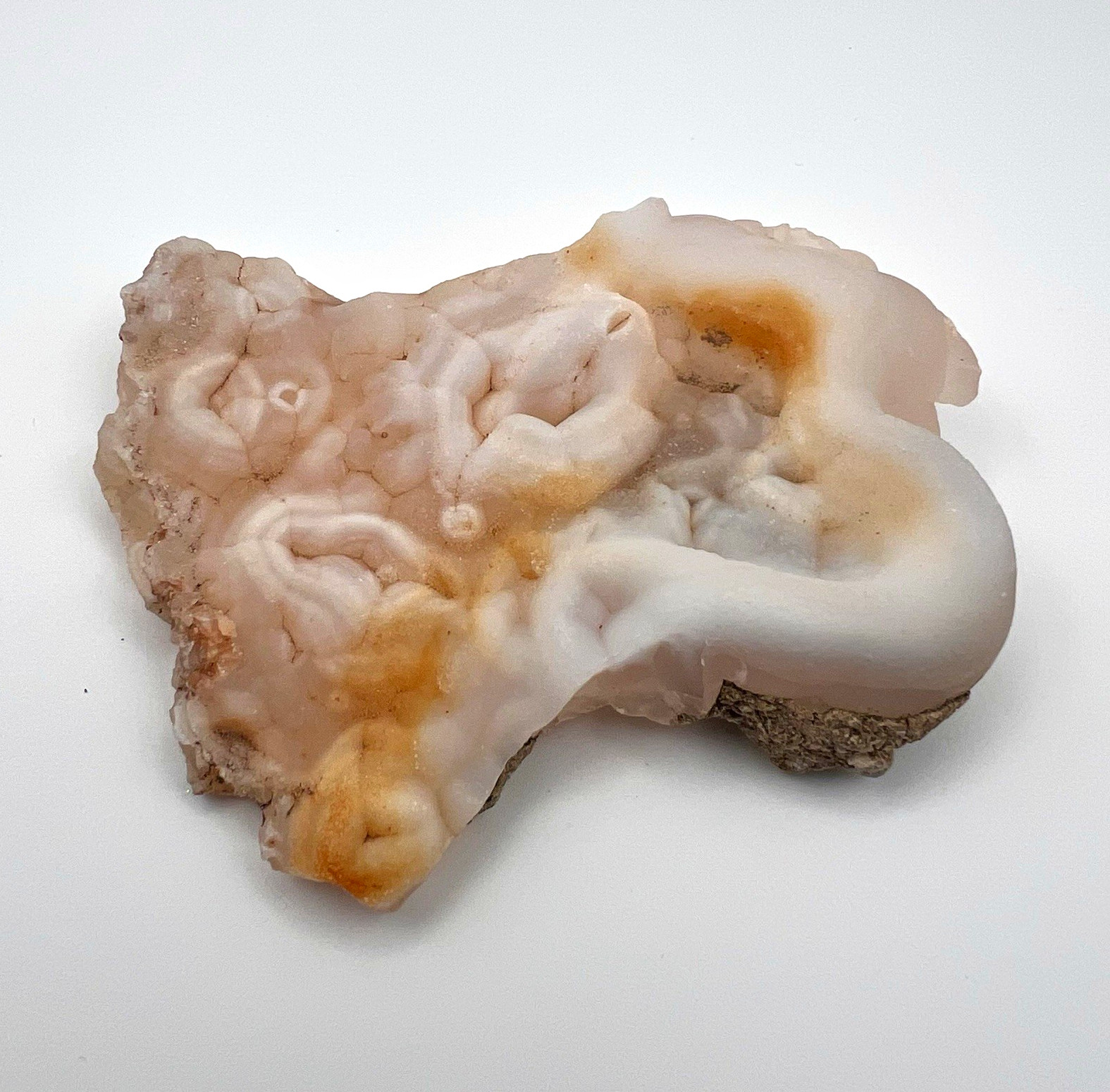 Botryoidal Chalcedony Agate Druzy Mineral Specimen Peach White 70g Natural