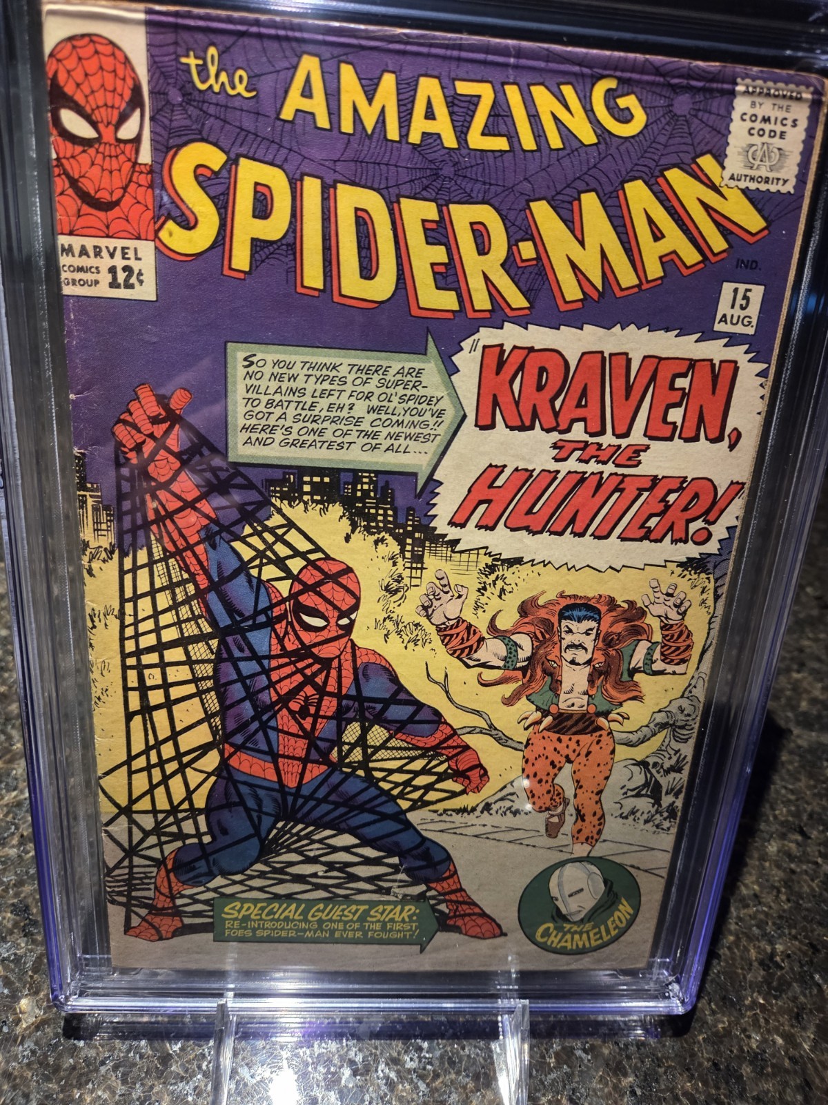 AMAZING SPIDER-MAN #15 - CGC BLUE 5.0 - 1ST KRAVEN  1964 - LEE/DITKO - $795 BIN