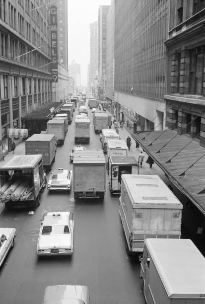 1960s One way traffic on 33rd Street New York City overhead view Old Photo