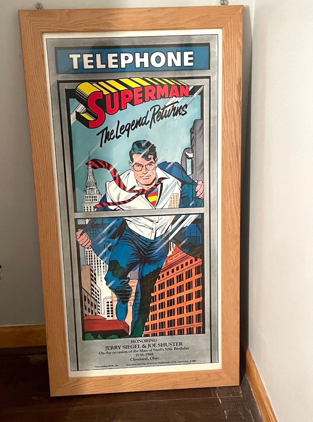 SUPERMAN THE LEGEND RETURNS double sided poster 1986 DC COMICS 18x37 Framed