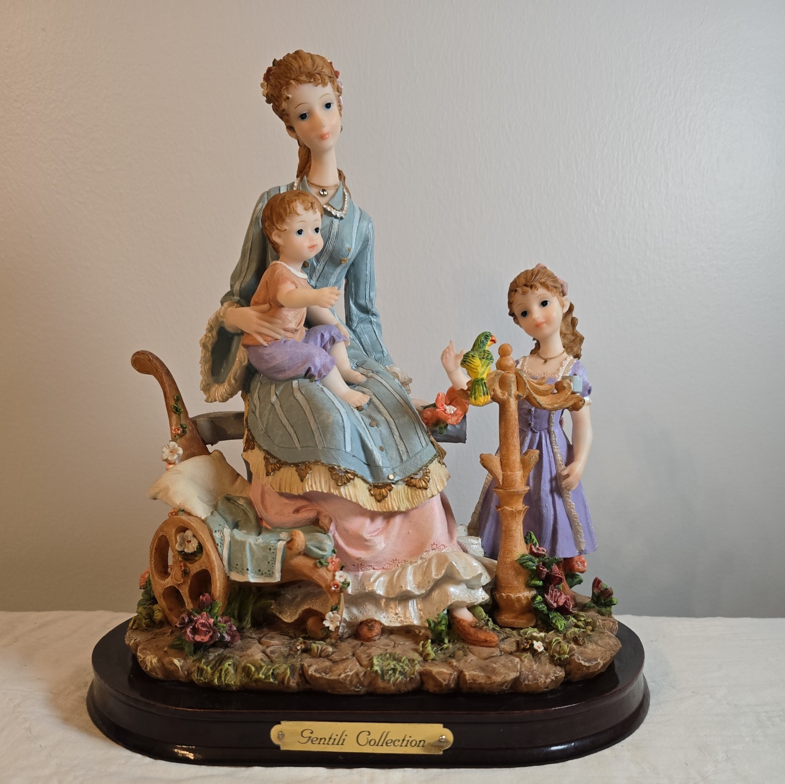 Vintage Figurine Woman With two children outside.- GENTILI COLLECTION