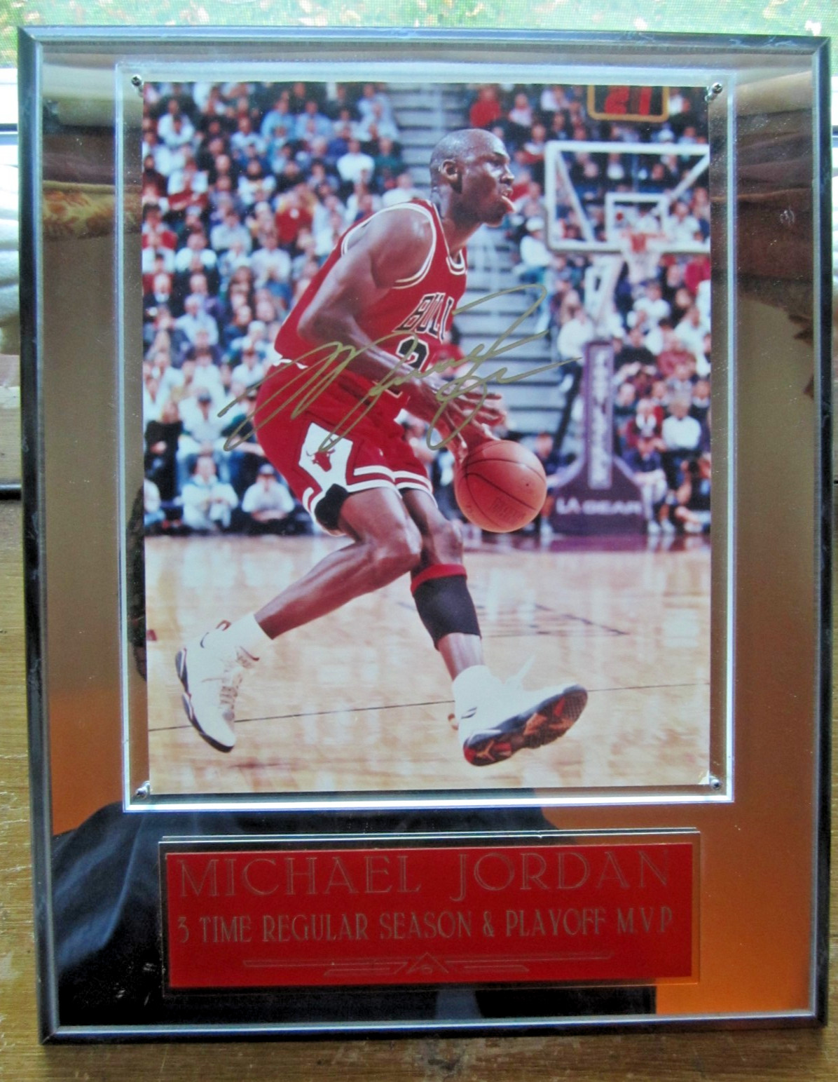 Michael Jordan 1990'S Autographed Basketball Photo w COA - TONGUE OUT - AWESOME